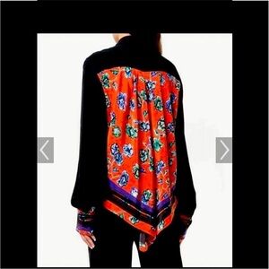Derek Lam 10 Crosby Viscose floral button down blouse size 4